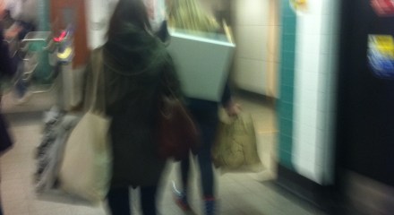 Girl with table on back